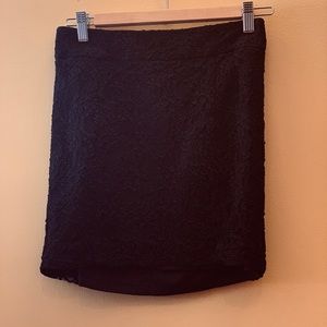 Black lace mini skirt.